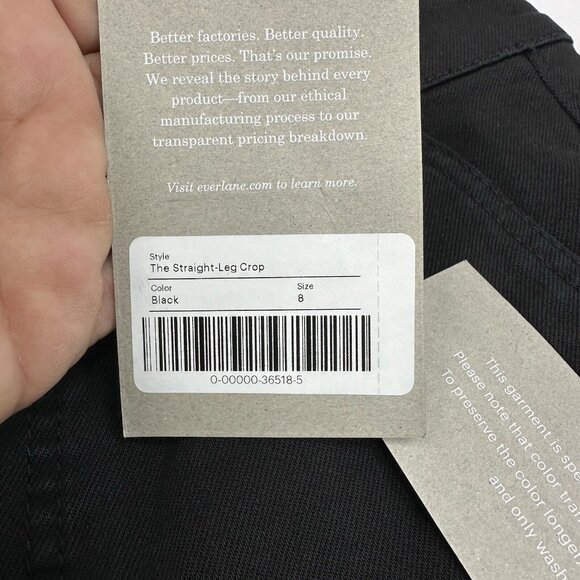 Everlane Women’s NWT Black The‎ Straight-Leg Crop Minimalist Jean 8/W30/L26.1 - Picture 7 of 14
